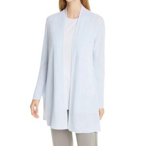 Eileen Fisher Organic Linen Cotton Open Front Longline Cardigan in Indian Sky